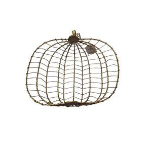 Burnished Gold Wire Pumpkin Bread Basket By Thirstystone 13"x14"x6" Decorative